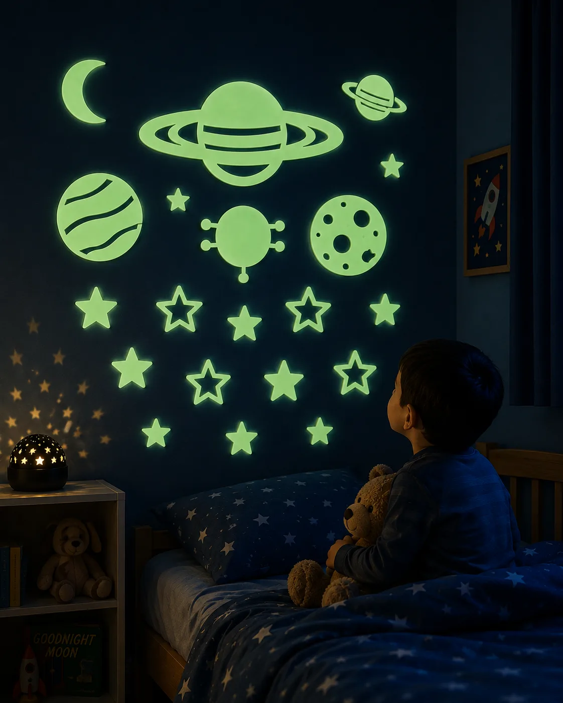 استیکر شب تاب ماه و ستاره و سیارات کودک \| Glow in the Dark - Image 9