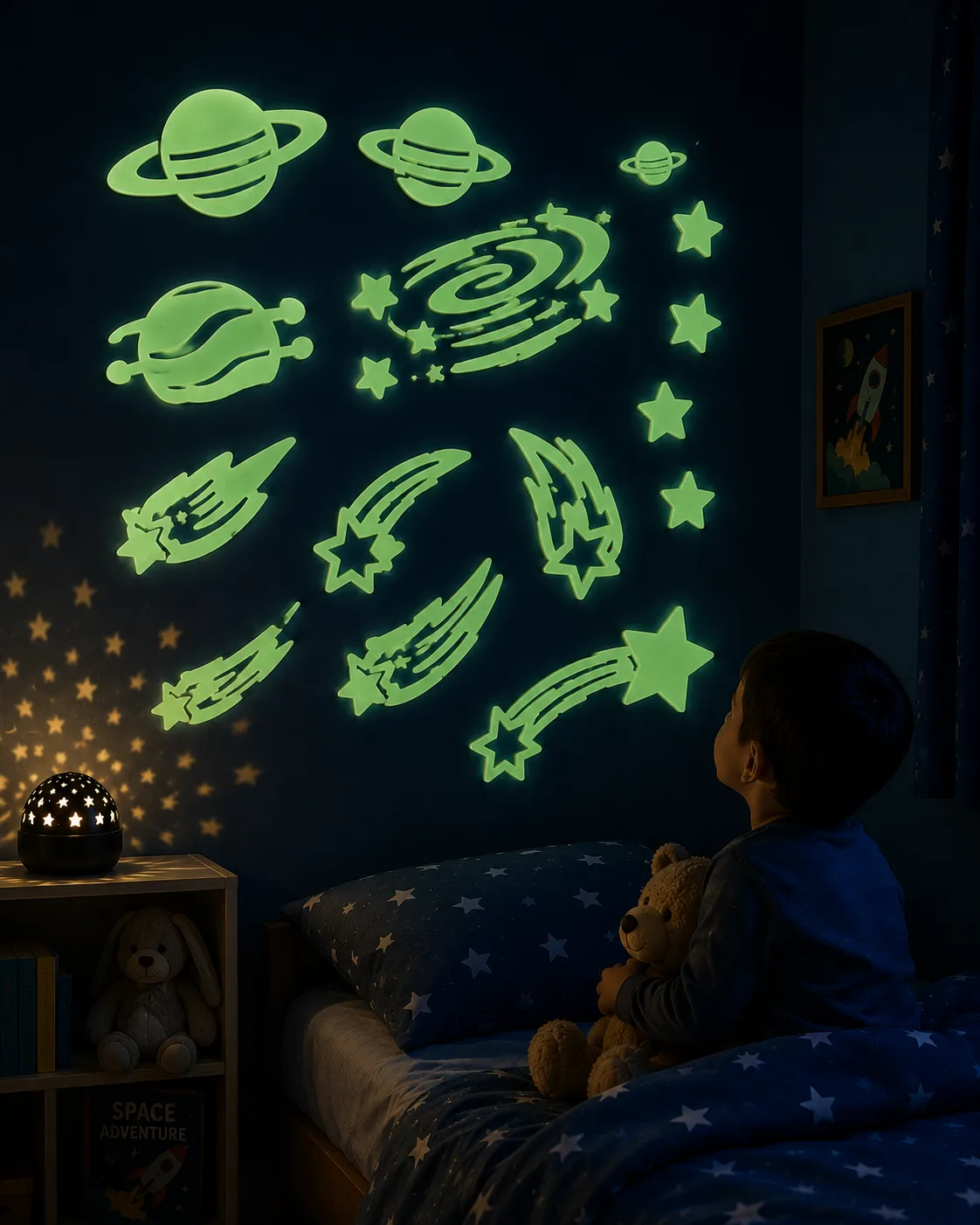 استیکر شب تاب ماه و ستاره و سیارات کودک \| Glow in the Dark - Image 8