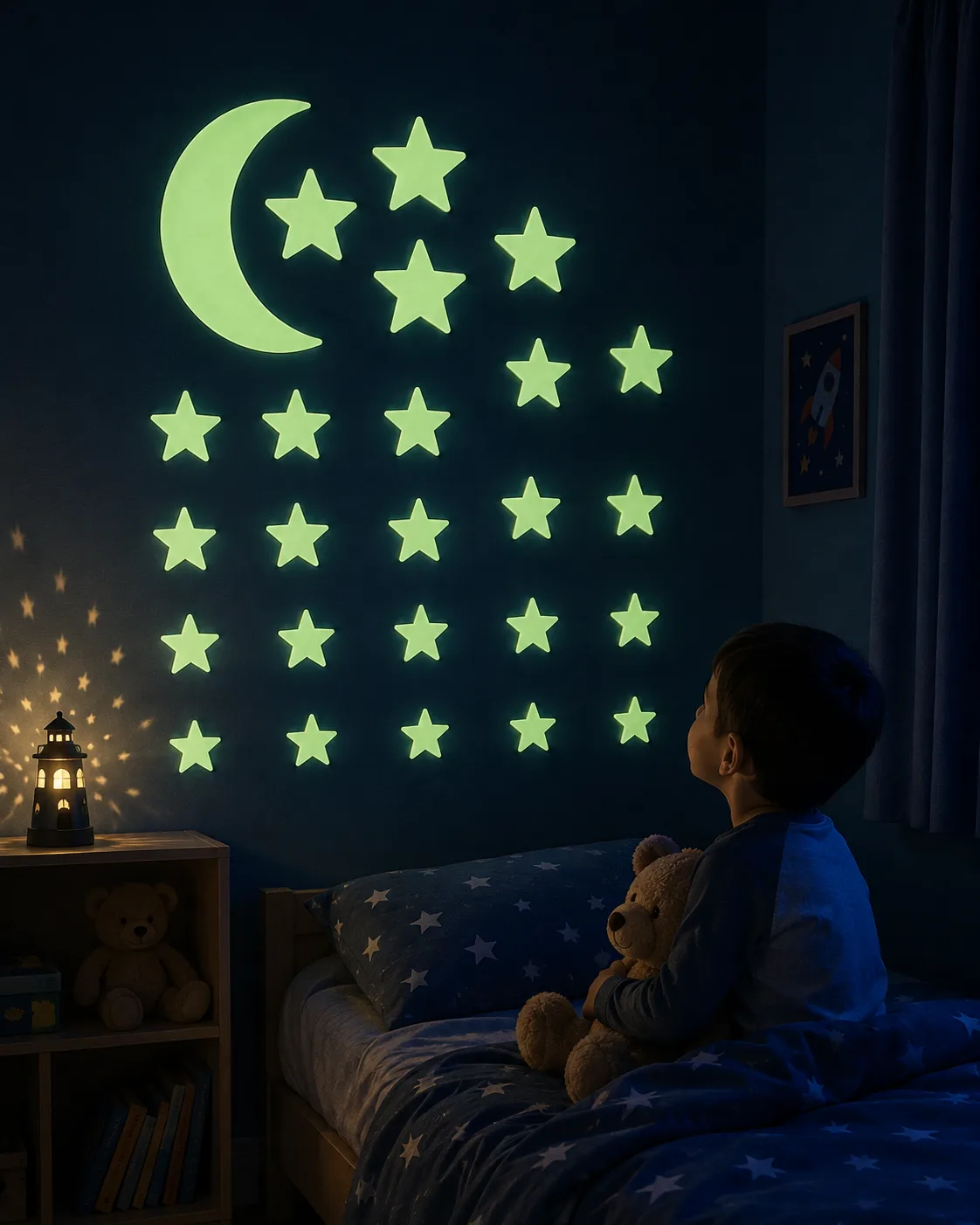 استیکر شب تاب ماه و ستاره و سیارات کودک \| Glow in the Dark