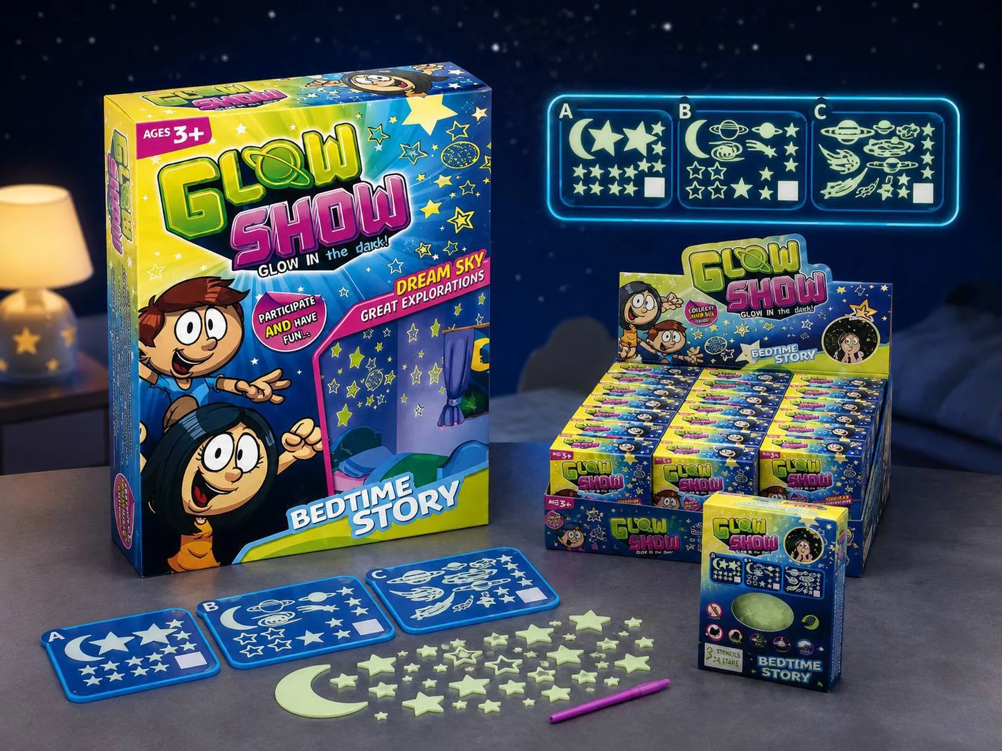 استیکر شب تاب ماه و ستاره و سیارات کودک \| Glow in the Dark - Image 2